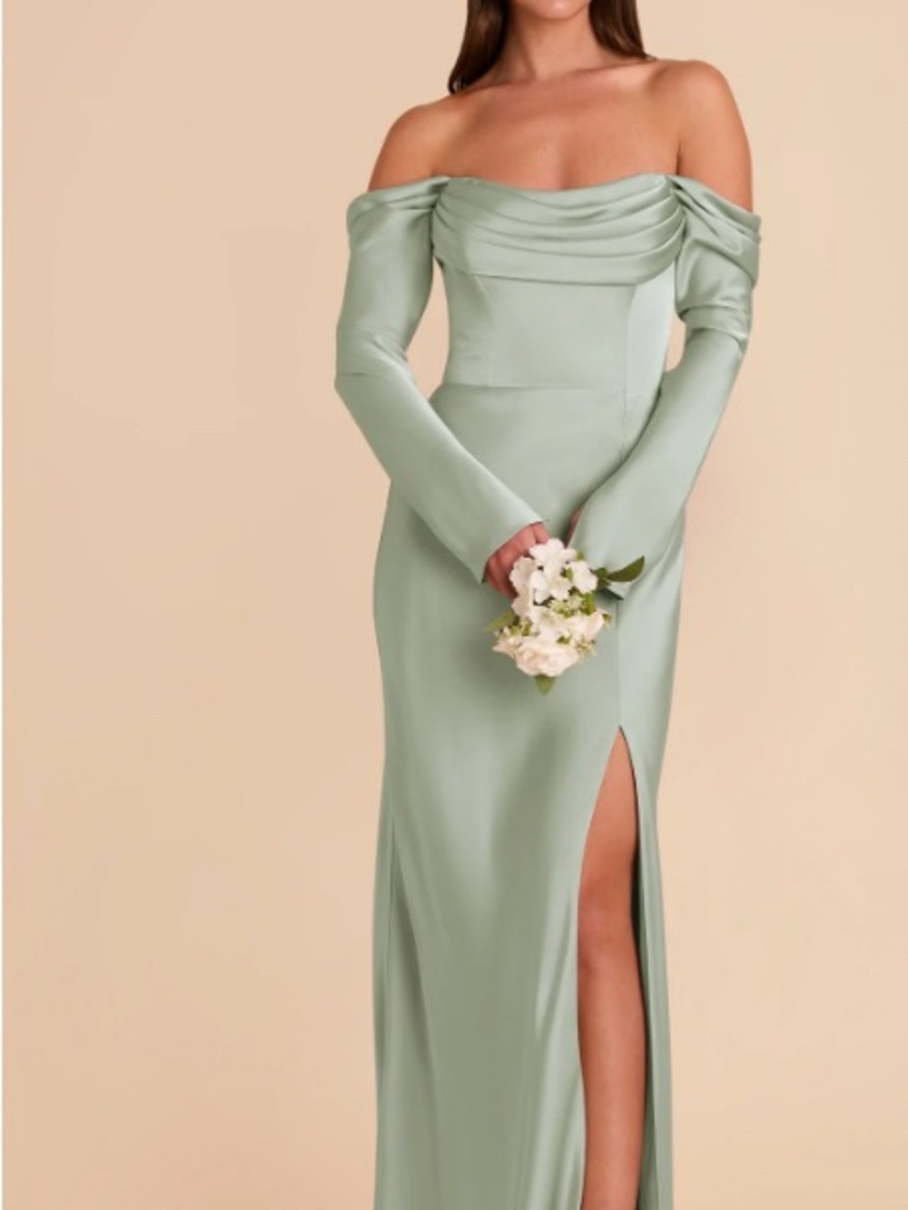 Maya Matte Satin Dress - Sage (birdy grey) size medium - never worn
